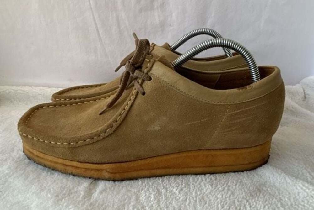 Clarks Originals Wallabee Beige Suede Moccasin Shoes Size 11
